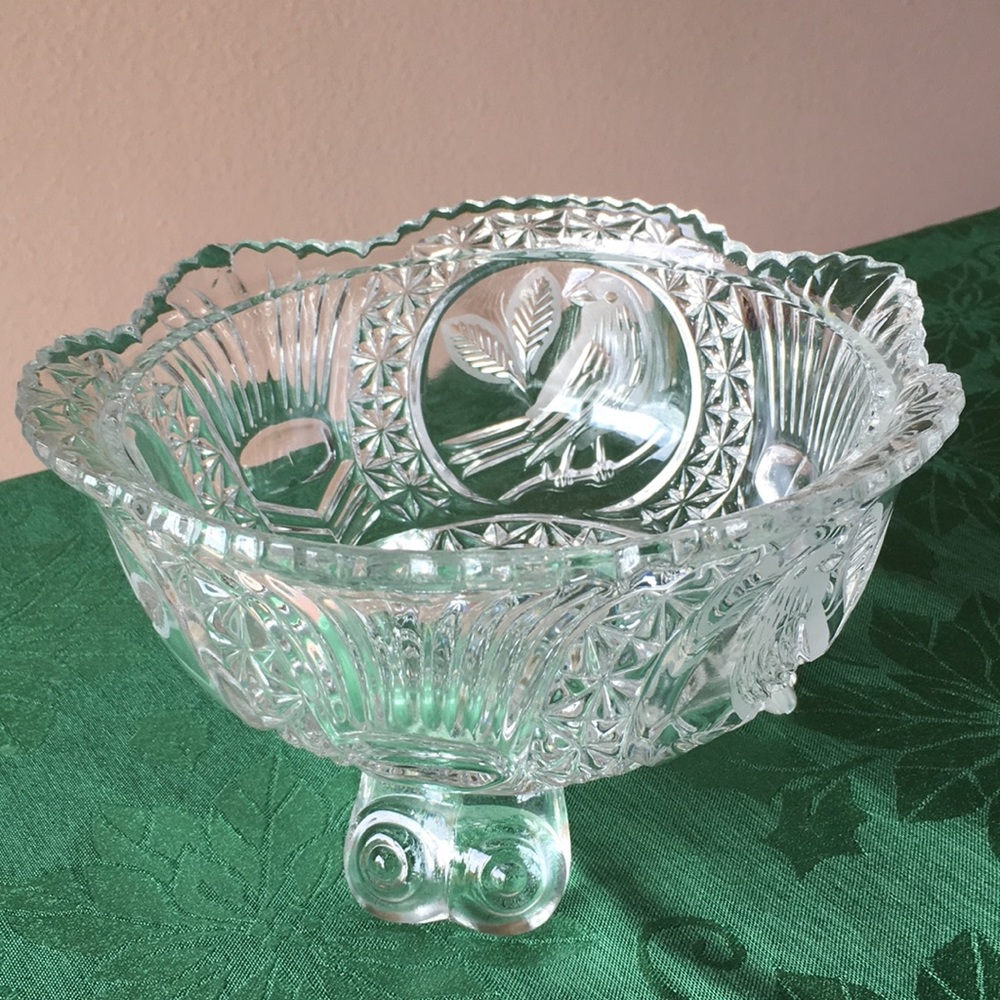 Vintage Hofbauer Byrdes Lead Crystal Footed Bowl.